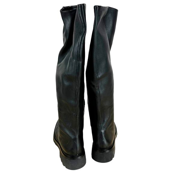 Vince NWOB Rune Slouch Leather Knee High Black Boots Size 8.5M Thick Lug Soles - Picture 4 of 11